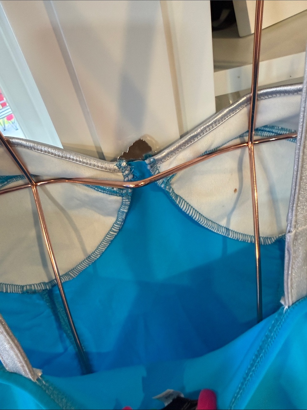 Forplay Tea Time Turquoise and White Lace Corset Bodysuit with Cape - Picture 4 of 10